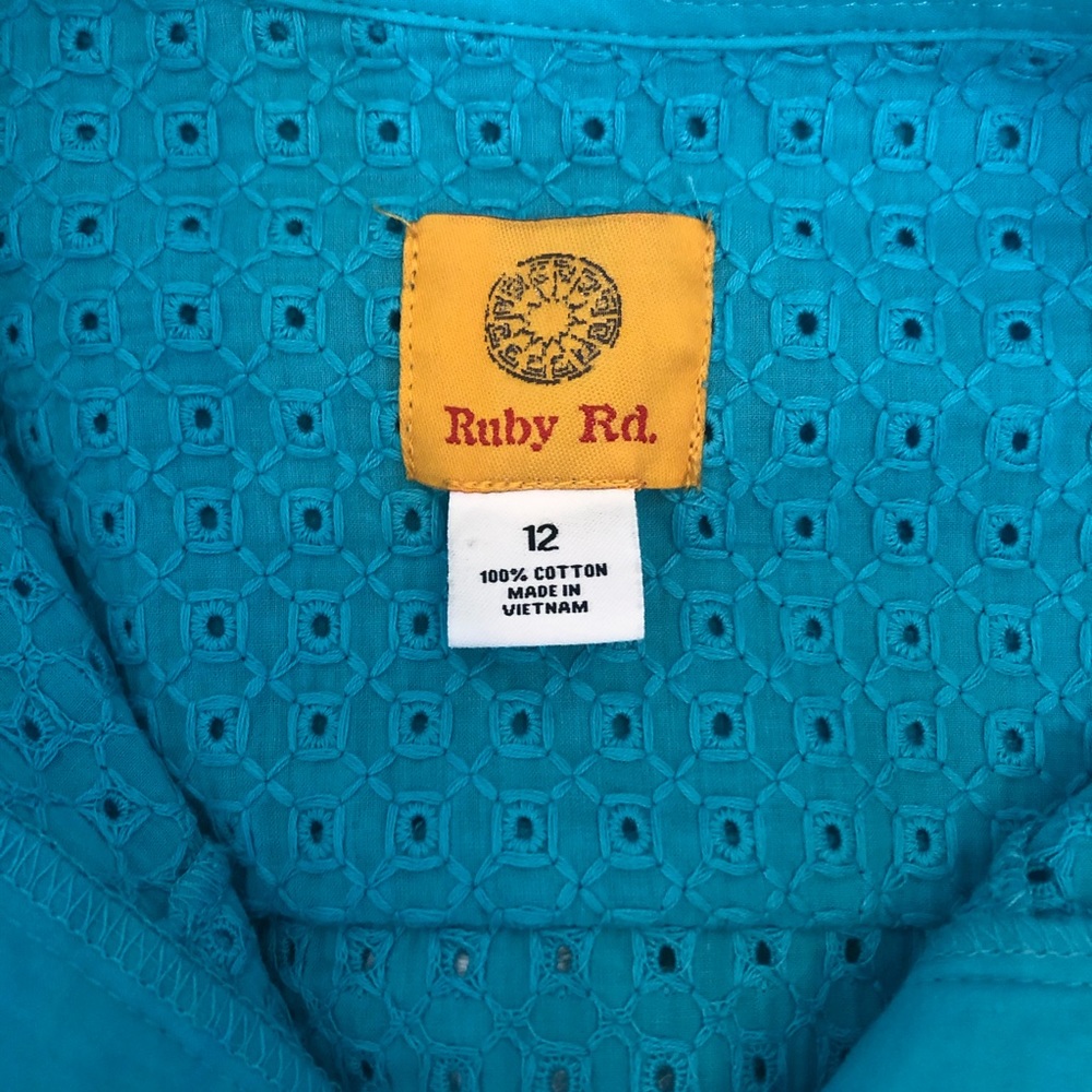 Ruby Rd. Teal Eyelet Jacket - image 6